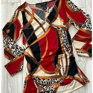 Isabel Faux Wrap Chain Print Top Sz S